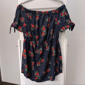 Blush off the shoulder flower dress